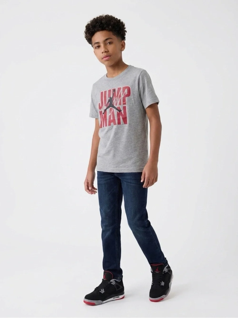 Jumpman Boys' Short Sleeve Logo Tee - Grey/Red